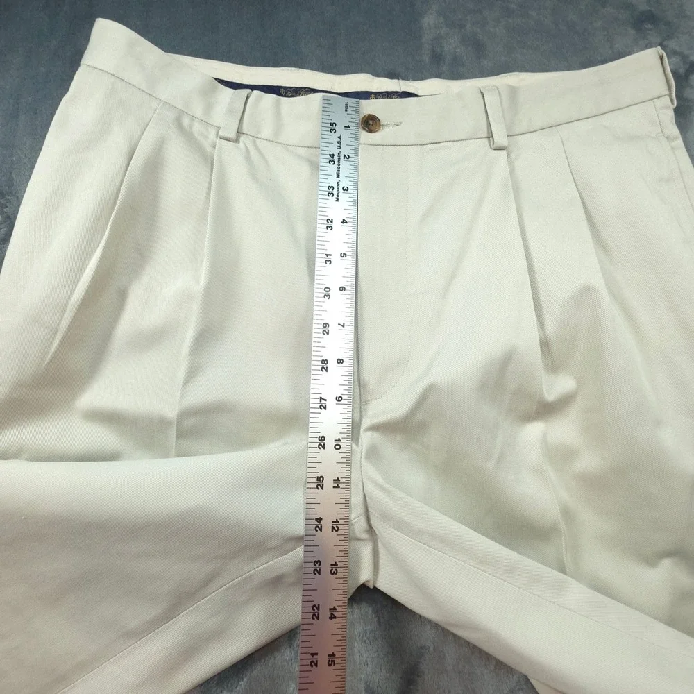 Brooks Brothers Thompson Advantage Chino Khaki Pleated Cuffed Pants 38x32